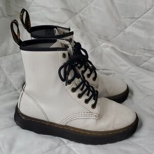 Dr. Martens Zavala white platform boots